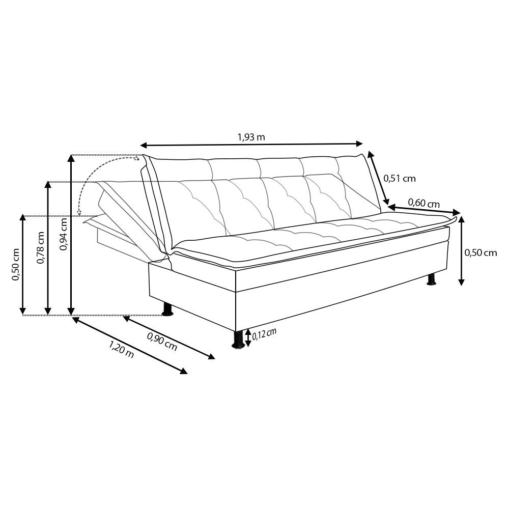 Sofá Cama Reclinável Malu 2 lugares Suede Azul Tiffany MadeiraMadeira
