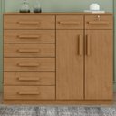 Ver imagem 1 de Cômoda Toronto 2 Portas 8 Gavetas Amêndoa Clean - Móveis Lopas