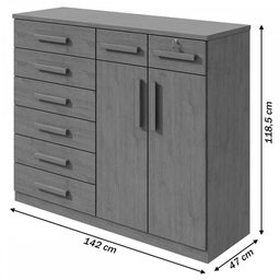 Cômoda Toronto 2 Portas 8 Gavetas Amêndoa Clean - Móveis Lopas - 3