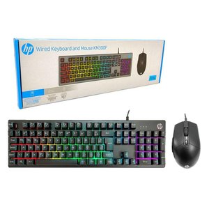 Kit Teclado e Mouse Gamer Hp Km300f Usb Rgb 6400 Dpi Abnt2
