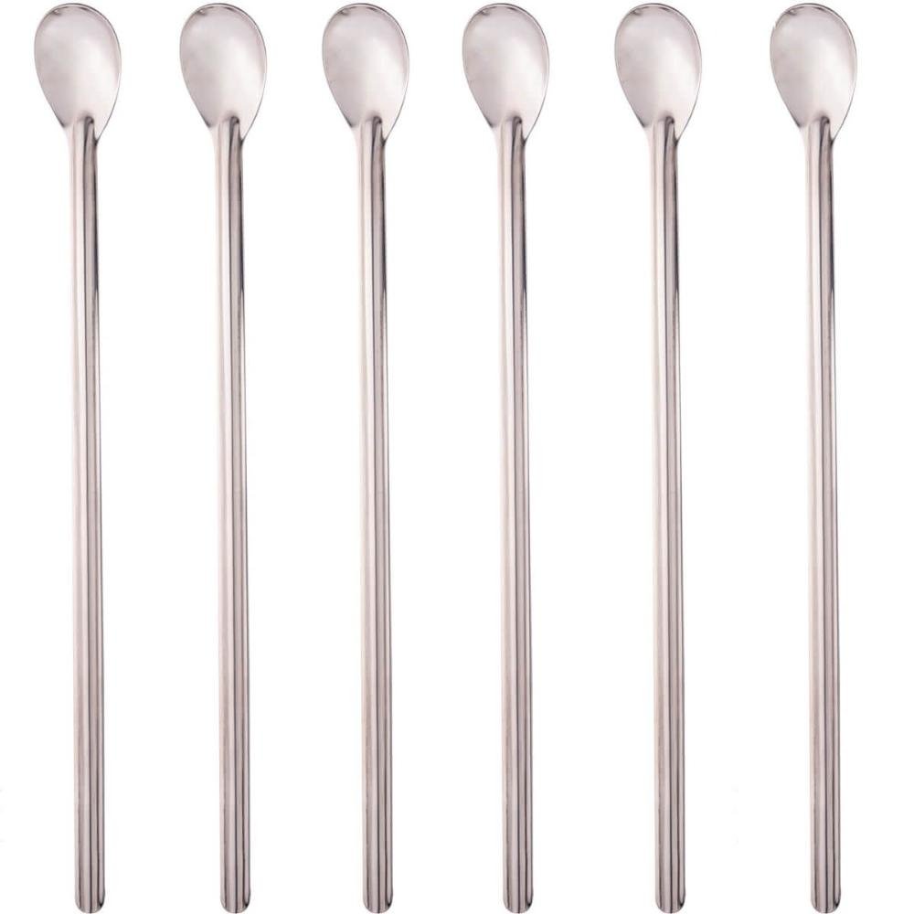 Kit 6 Colheres Bailarinas para Drinks Sucos 30cm Aço Inox Longas Lyor Barman Bartender - 1