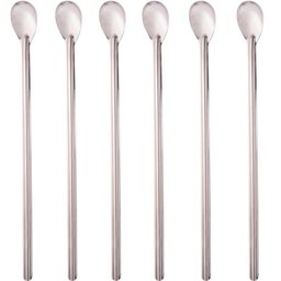 Kit 6 Colheres Bailarinas para Drinks Sucos 30cm Aço Inox Longas Lyor Barman Bartender - 1