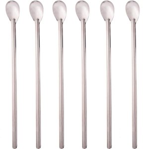 Kit 6 Colheres Bailarinas para Drinks Sucos 30cm Aço Inox Longas Lyor Barman Bartender