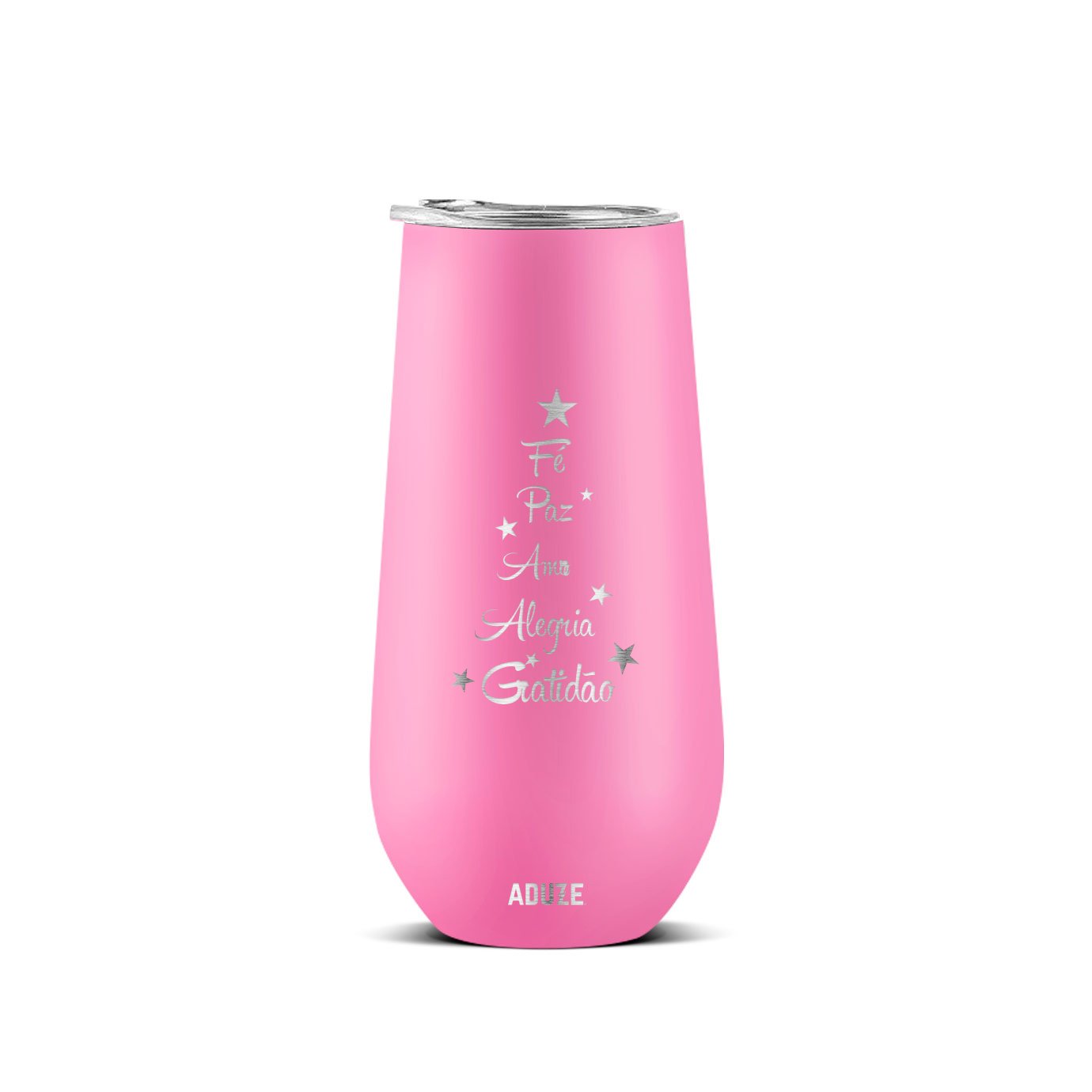 Copo Térmico Aduze Champagne Espumante Drink Lux Fé e Paz 150ml - Rosa