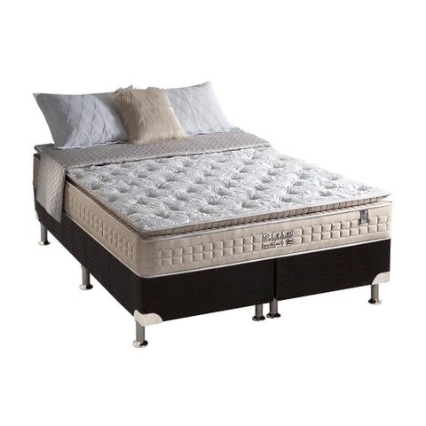 Cama Box King: Colchão Molas Ensacadas Anjos MasterPocket Confortable + Base CRC Suede Black(