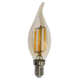 Kit 6 Lâmpadas Filamento Led Vela Bico Torto Âmbar 4w E14 2700k - 2