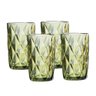 Jogo 4 Copos para Água Vidro Diamante Verde Class Home 350ml - 1