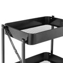 Ver imagem 6 de Kit 2 Carrinho Multiuso Organizador Dobrável com 3 Prateleiras - Preto
