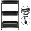 Ver imagem 3 de Kit 2 Carrinho Multiuso Organizador Dobrável com 3 Prateleiras - Preto