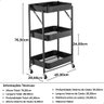 Kit 2 Carrinho Multiuso Organizador Dobrável com 3 Prateleiras - Preto - 8