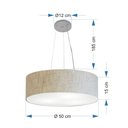 Ver imagem 2 de Lustre Pendente Cilíndrico Vivare Md-4134 Cúpula em Tecido 50x15cm - Bivolt - Rustico Bege - Bivolt
