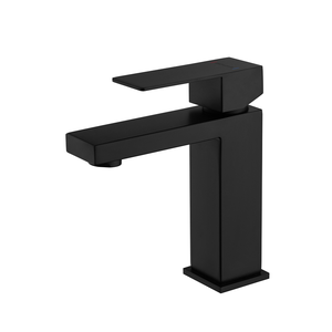 Torneira Misturador Monocomando Preto Fosco Quadrado Baixo para Banheiro