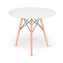 Ver imagem 2 de Conjunto de Mesa 4 Cadeiras Brancas Eames Eiffel 90 Cm Base Madeira Tampo Branco