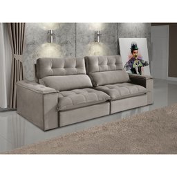 Sofá Retrátil e Reclinável Molas Ensacadas 5 Lugares Madri Evidence Suede Capuccino - 2