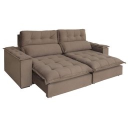 Sofá Retrátil e Reclinável Molas Ensacadas 5 Lugares Madri Evidence Suede Capuccino - 1