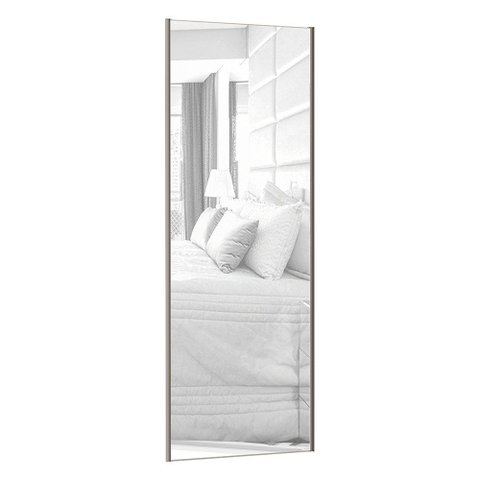 Porta de Correr Individual 80cm com Espelho, Puxador Champagne e Kit Ferragem Prime Plus Luciane