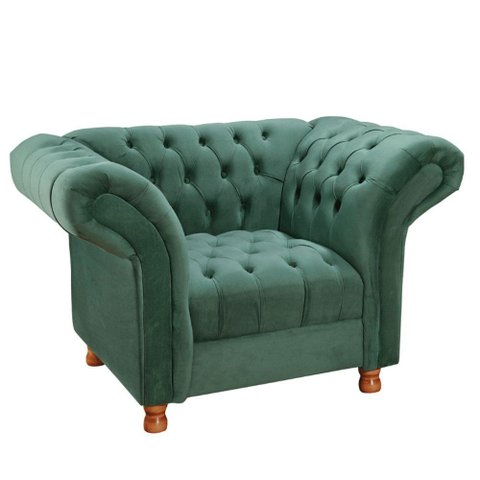 Poltrona Chesterfield Conde D'el Via Encanto Veludo Verde