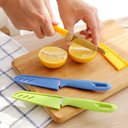 Ver imagem 4 de Kit 4 Facas Escolha Sua Cor Aço Inox Afiada com Bainha Capa Protetora Cozinha Pesca Camping Faquinha