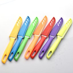 Kit 4 Facas Escolha Sua Cor Aço Inox Afiada com Bainha Capa Protetora Cozinha Pesca Camping Faquinha - 1