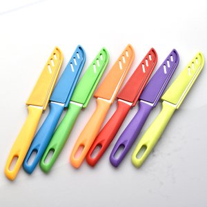 Kit 4 Facas Escolha Sua Cor Aço Inox Afiada com Bainha Capa Protetora Cozinha Pesca Camping Faquinha