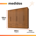 Ver imagem 4 de Guarda Roupas Casal 6 Portas 6 Gavetas Viena