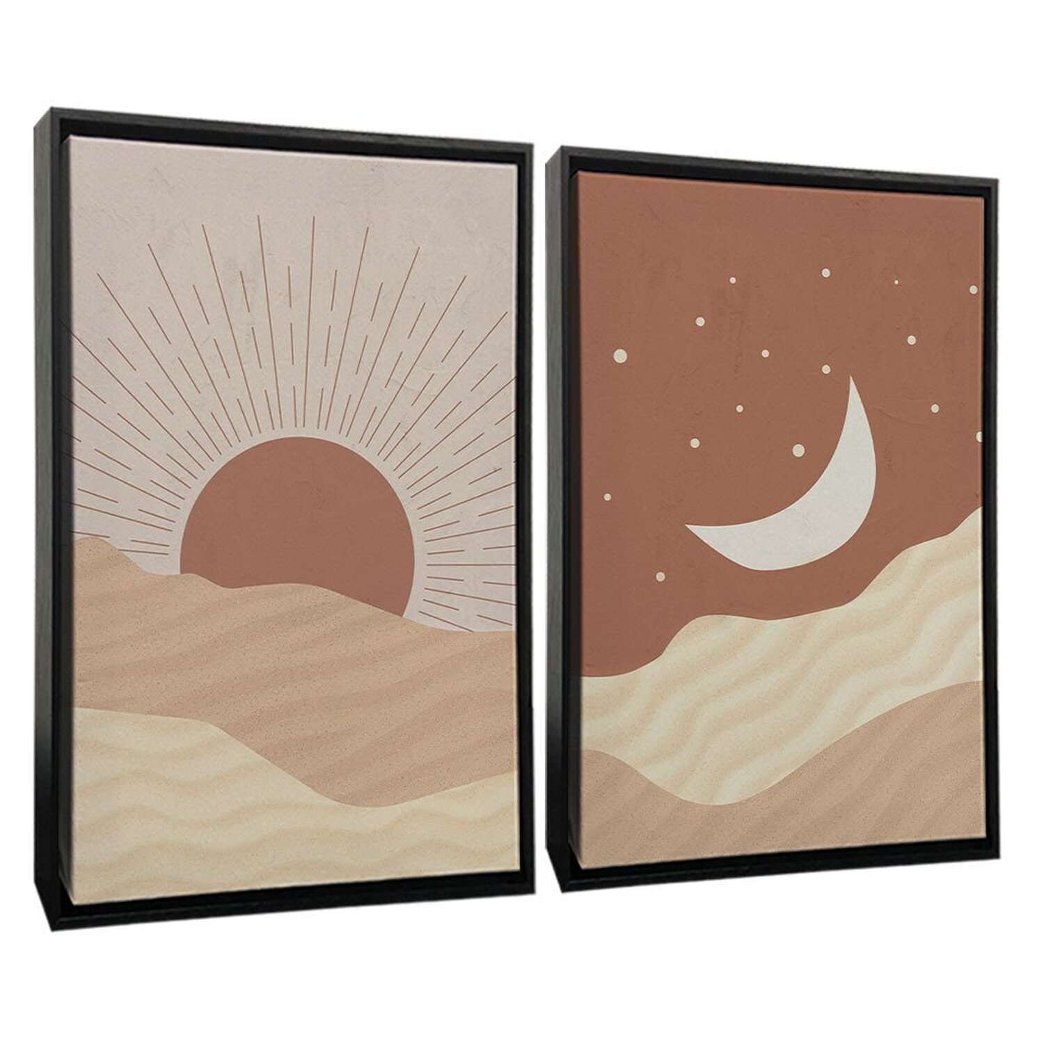 Quadro Decorativo 2 Telas Sol e Lua Diversos Tamanhos - 2