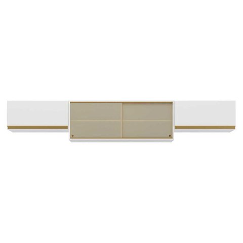 Kit 3 Armários de Cozinha Aéreos 4 Portas Veneza Multimóveis Mp2152 Branco/dourado