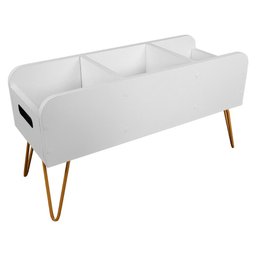 Estante Porta Livros Infantil Revisteiro de Chão Read - Dourado/branco - 1