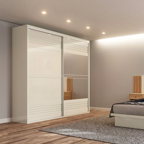 Guarda-roupa Roupeiro Casal com 02 Portas 2,23m 100% Mdf - Dalla Costa: Off White