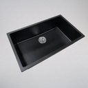 Ver imagem 2 de Cuba de Quartzo 750x450x210mm Preta com Sifao e Valvula (R)