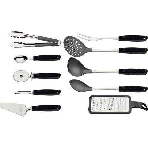 Jogo Utensílios Tramontina Aço Inox 10pçs Cozinha Multiuso Utilita:preto