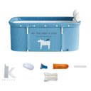 Ver imagem 4 de Banheira Ofurô Dobrável Portátil Retangular PVC Com Encosto Inflável Azul Claro VG+