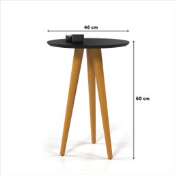 Mesa Apoio Lateral 4601 46x60 Pés Palito em Madeira Borda Invertida Mdf Preto - Ofertamo - 4