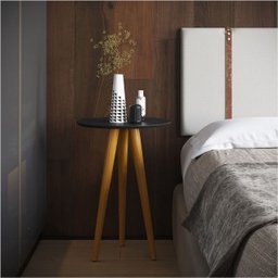 Mesa Apoio Lateral 4601 46x60 Pés Palito em Madeira Borda Invertida Mdf Preto - Ofertamo - 3