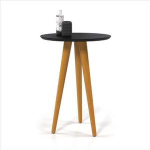 Mesa Apoio Lateral 4601 46x60 Pés Palito em Madeira Borda Invertida Mdf Preto - Ofertamo