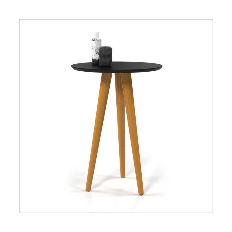 Mesa Apoio Lateral 4601 46x60 Pés Palito em Madeira Borda Invertida Mdf Preto - Ofertamo