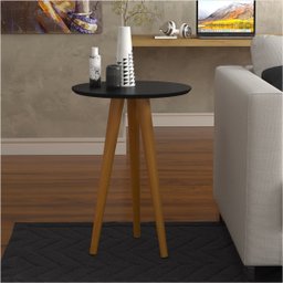 Mesa Apoio Lateral 4601 46x60 Pés Palito em Madeira Borda Invertida Mdf Preto - Ofertamo - 2
