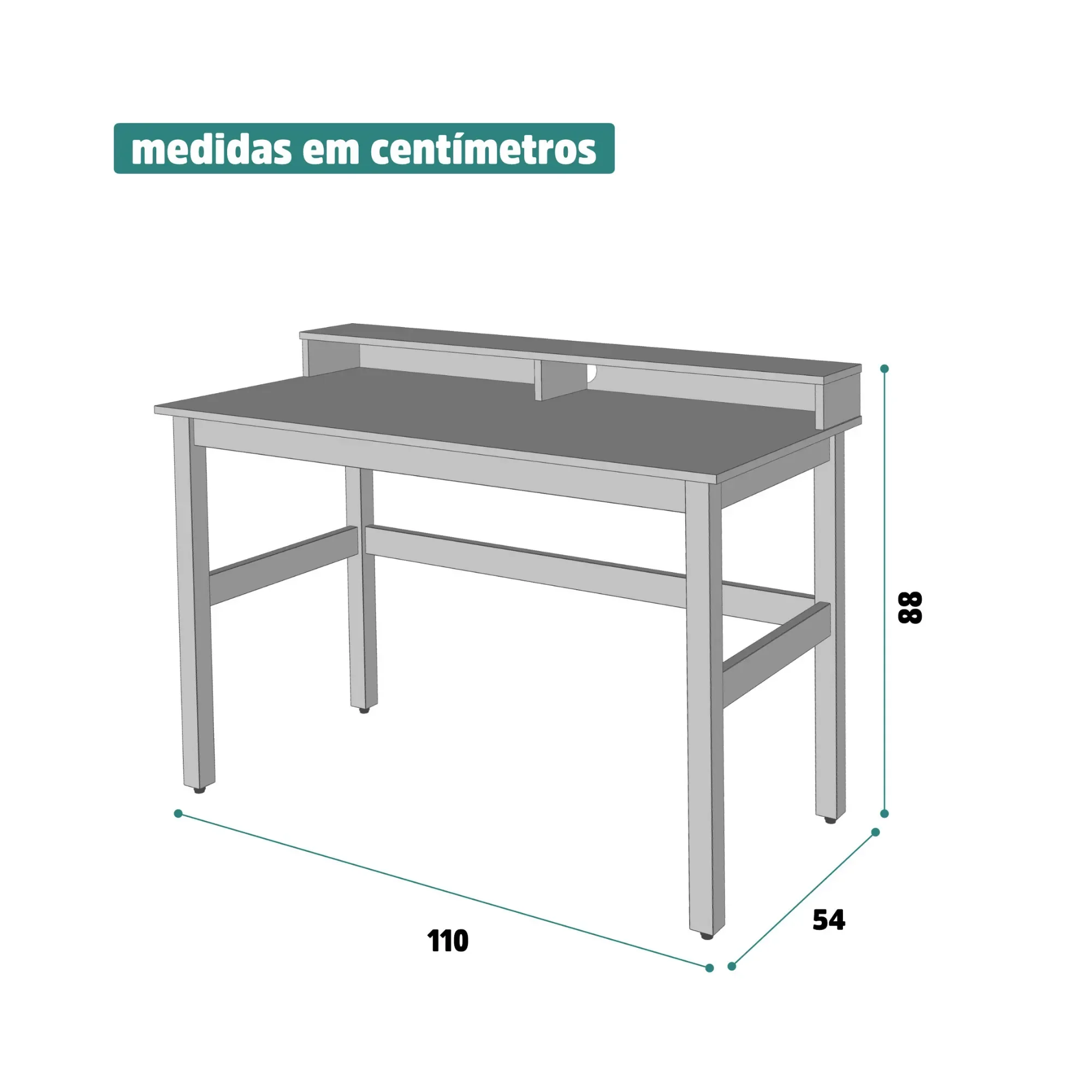 Escrivaninha 2 Nicho em Mdf Califórnia Off White e Nature 110cm - 4