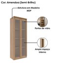 Ver imagem 5 de Mesa Escrivaninha de Canto Armario Multiuso 2 Portas Vidro Amendoa Preto Tecno Mobili