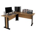 Ver mais imagens de Mesa Escrivaninha de Canto Armario Multiuso 2 Portas Vidro Amendoa Preto Tecno Mobili