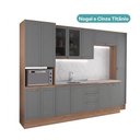 Ver imagem 2 de Cozinha Milla Connect 14 Portas 3 Gavetas MDP e MDF 310cm Nogal com Cinza Titânio Móveis Carraro