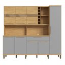 Ver imagem 1 de Cozinha Compacta Touriga 8 Portas 1 Gaveta 100% Mdf com Vidro Amêndoa/cinza - Rio Doce