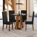 Ver imagem 2 de Sala de Jantar Mesa Redonda Livia Piccola 900 com Vidro e 4 Cadeiras Livia – Madeira/mdf, Tecido