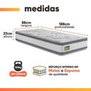 Ver imagem 4 de Colchão Solteiro Molas Ensacadas D33 Double Face 88x188x27cm Branco Hellen