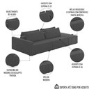 Ver imagem 4 de Sofá Ilha Modular com Puff para Sala Living 232cm Georgia K04 Veludo Cinza Escuro - Mpozenato