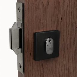 Fechadura Para Porta de Correr União Mundial Roseta Quadrada:QUADRADO PRETO/MAQ.45 - 1