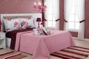 Ver imagem 3 de Kit 6 Pçs Cobre Leito Colcha e Lençol Casal Queen Provence: Amapola Vinho