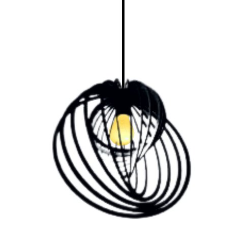 Luminária Teto Tipo Pendente Espinha Mdf - Completa - Cor: Preta