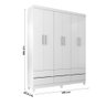 Guarda Roupa Rio Verde Quarto com 6 Portas e 6 Gavetas Branco - 4