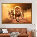 Ver imagem 1 de Quadro Decorativo 1 Tela Animais Leões Caminhando no Campo Sol Diversos Tamanhos